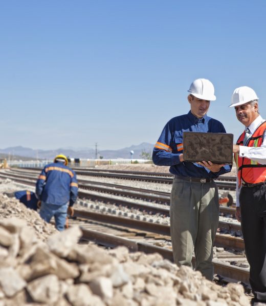 Engineer and Businessman at Railroad, Construction,Manual Workers,Strategy